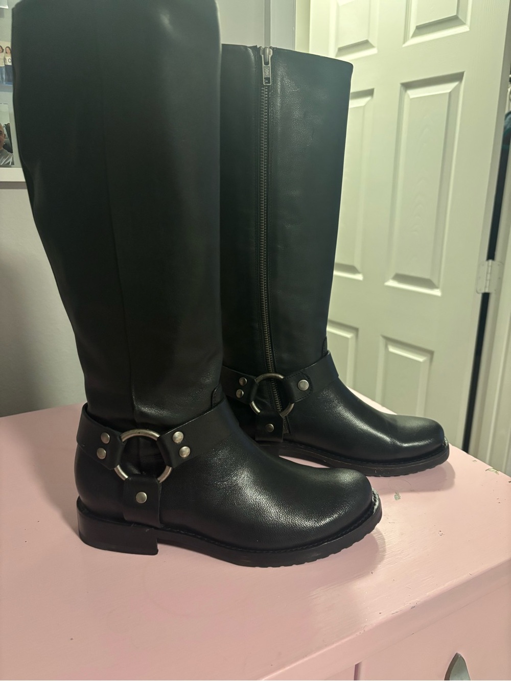Frye Black Over-The-Knee Riding Boots with Ring Hardware